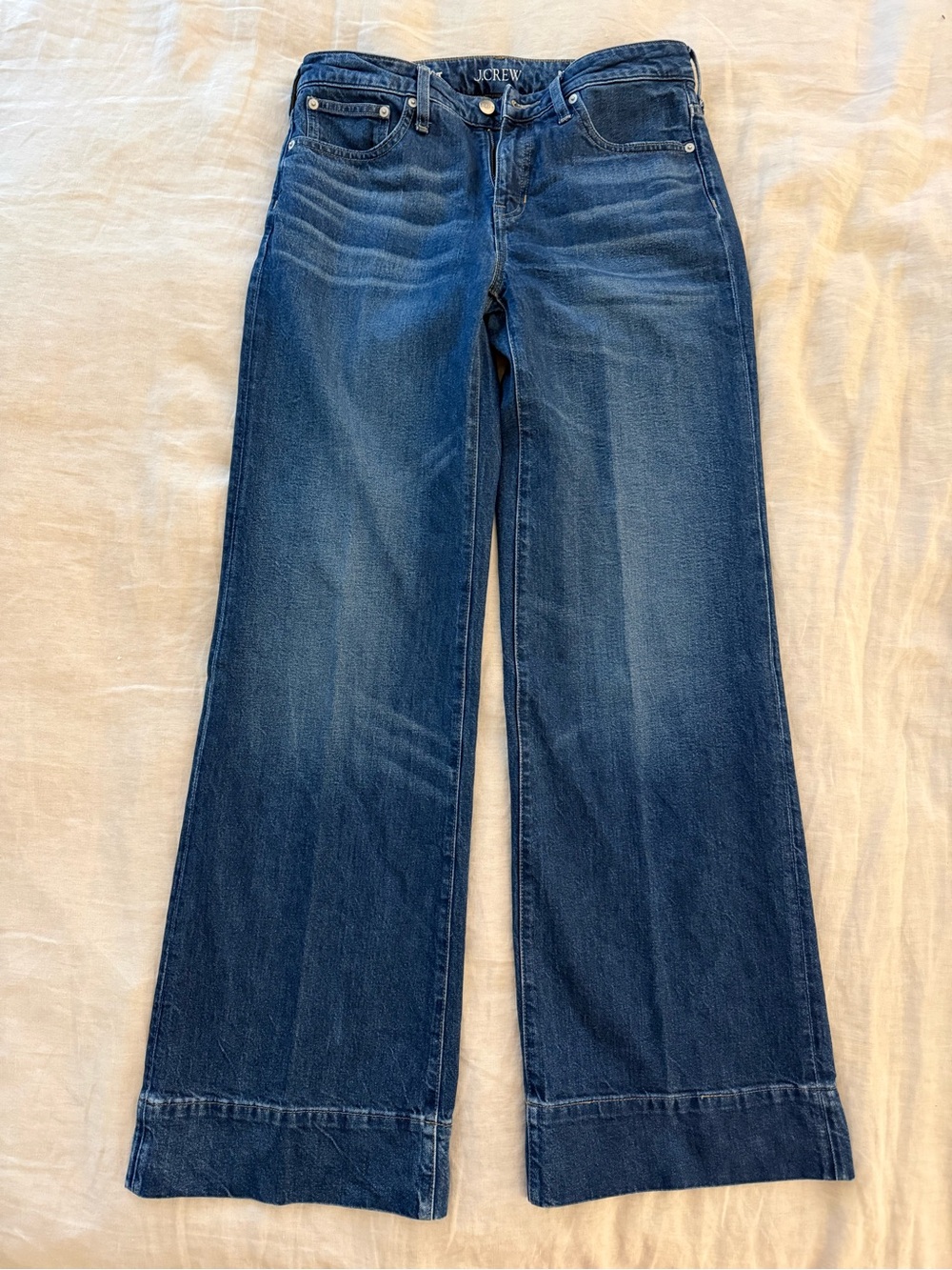 J. Crew Dark Blue High-Rise Wide-Leg Jeans - Picture 2 of 5